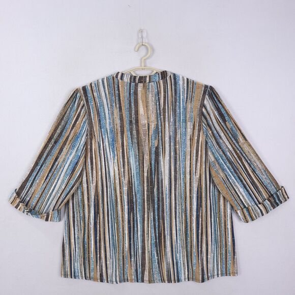 Cocomo Top Shirt Womens Size 2X Popover Button Split Neck 3/4 Roll Tab Sleeve - Picture 7 of 11